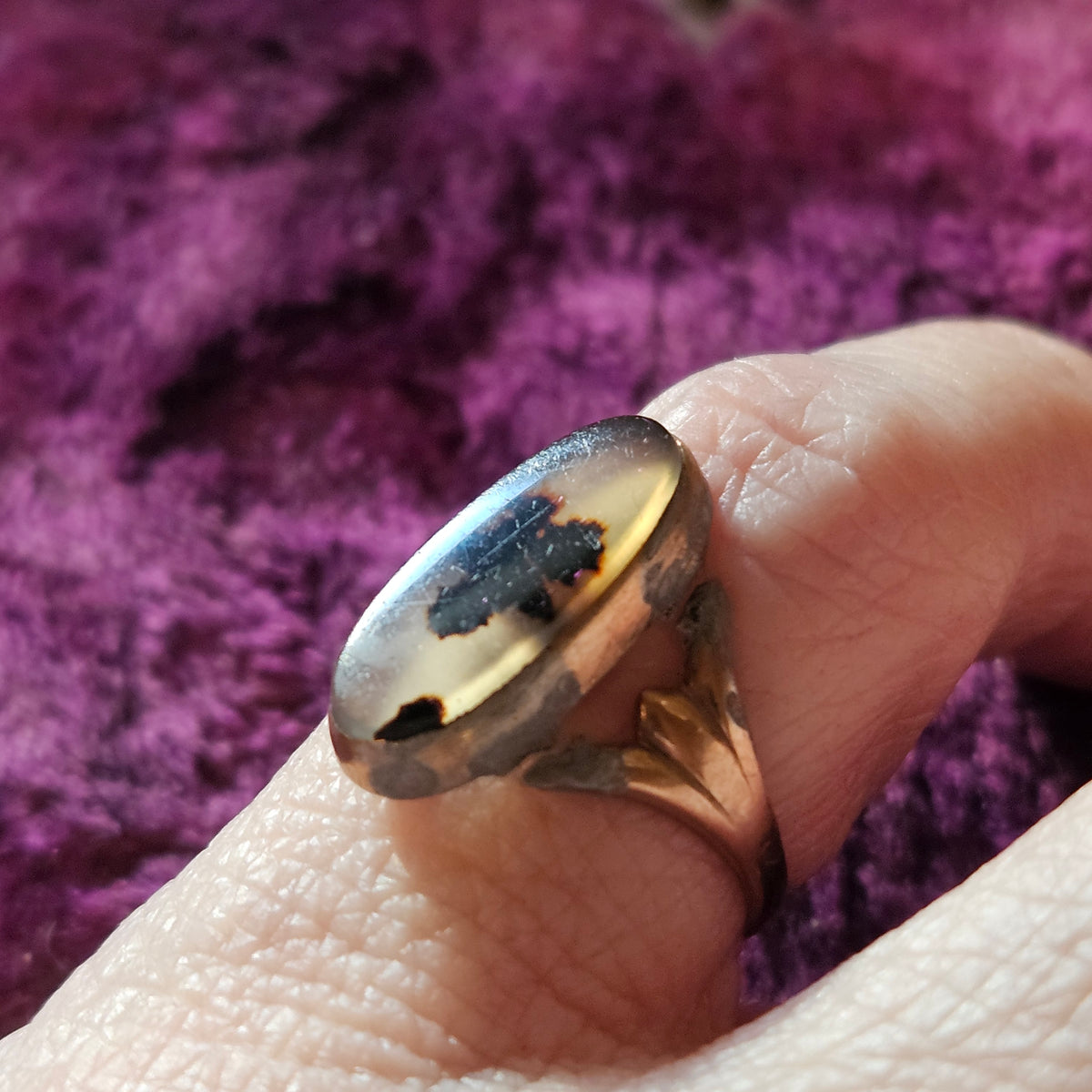 Dendritic Agate Statement Ring Size 5.5