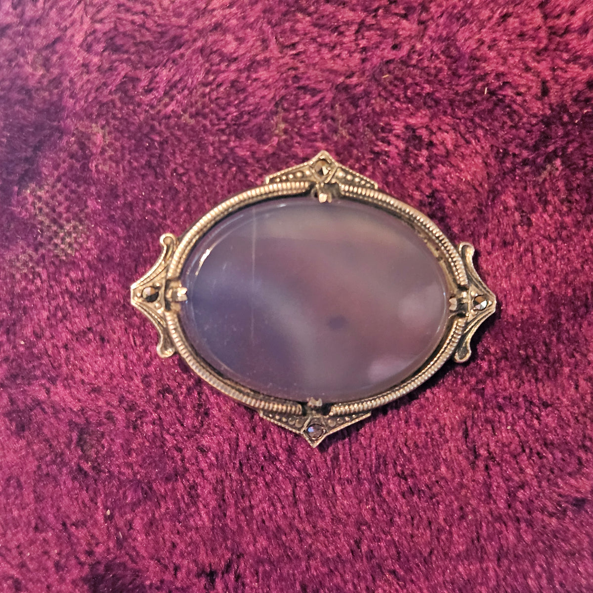 Sterling Silver Lavender Cabochon Brooch