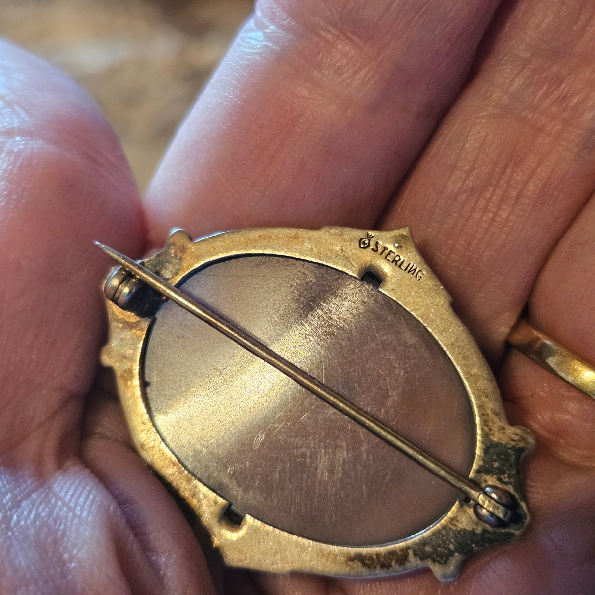 Sterling Silver Lavender Cabochon Brooch