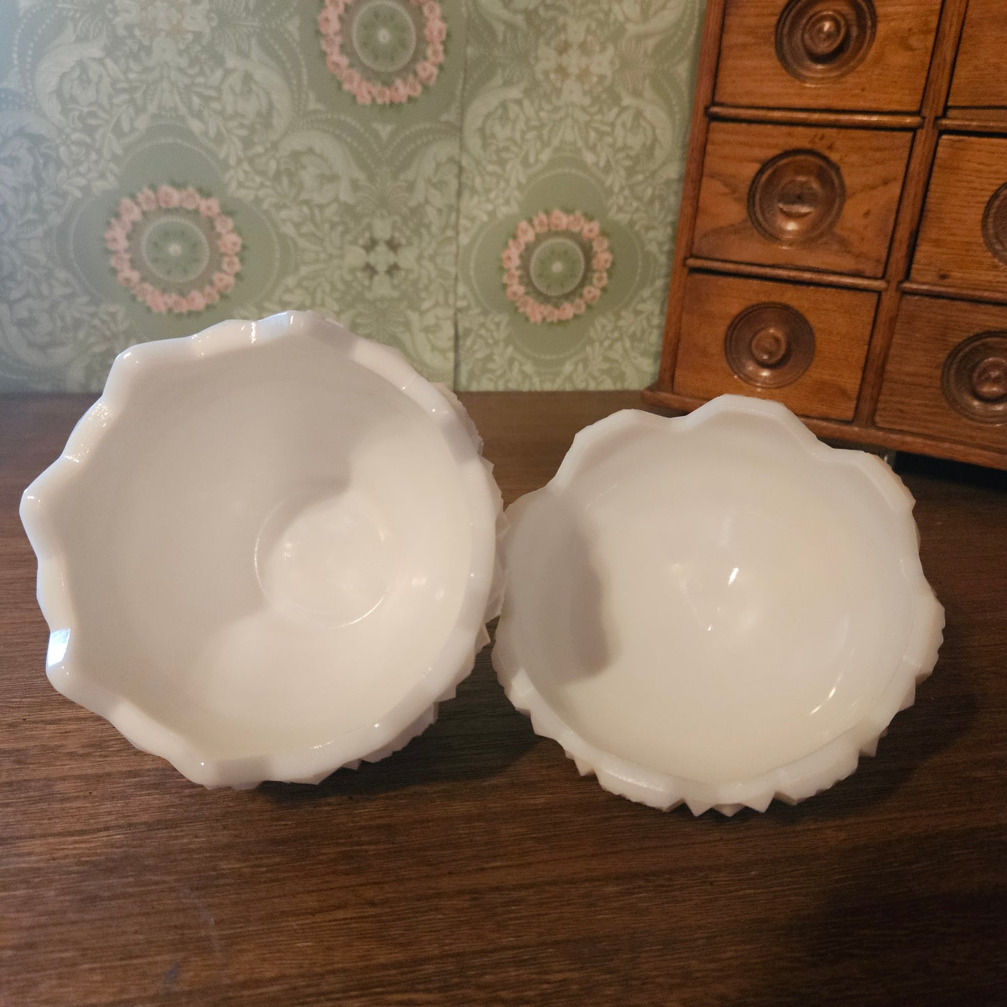 Westmorelan Old Quilt Milk Glass Covered Candy Dish