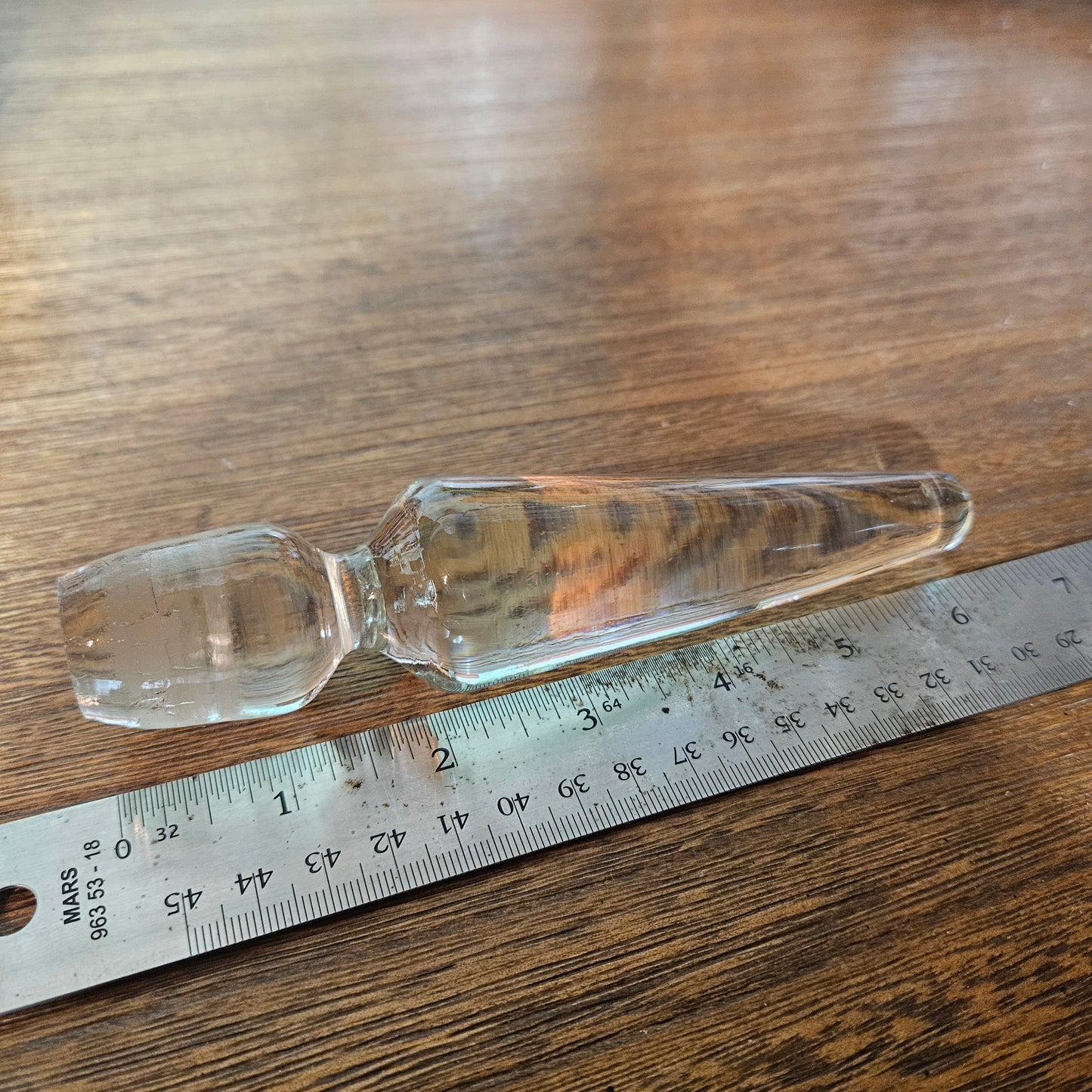 Large Vintage Clear Glass Bottle Stopper – 6 Inch