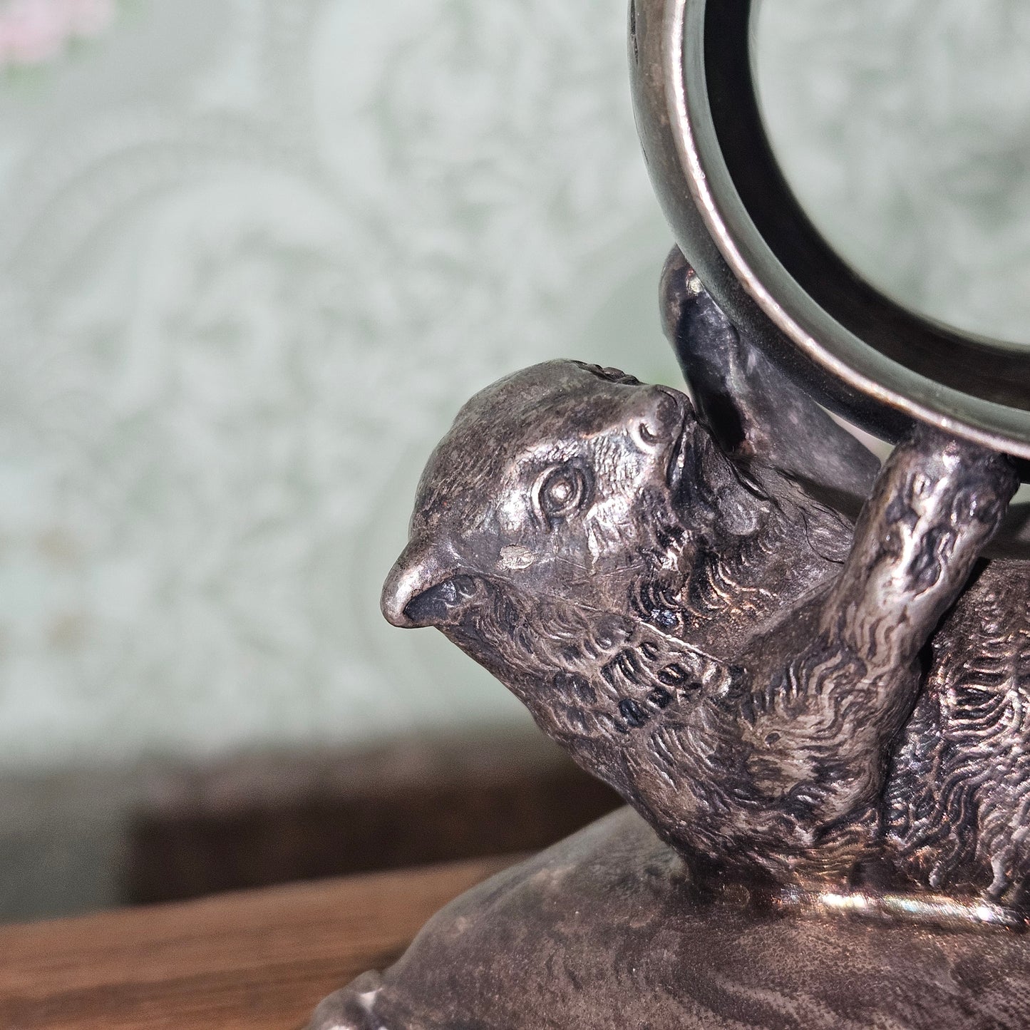 Figural Otter Silver tone Napkin Ring