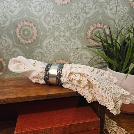 Openwork Floral Silver-Tone Napkin Ring