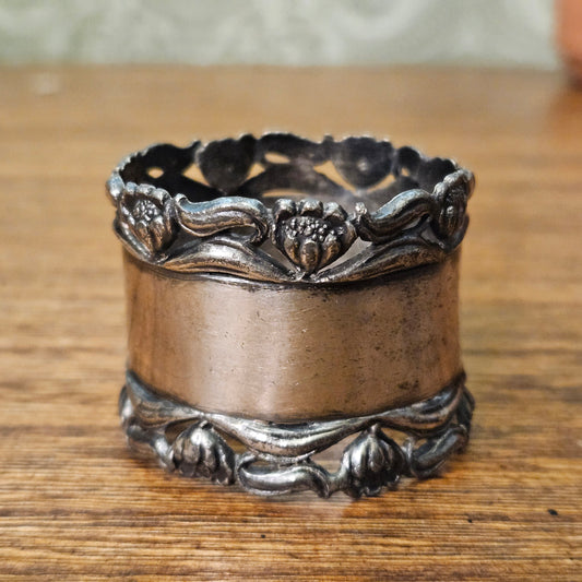 Ornate Scroll Border Silver-Tone Napkin Ring