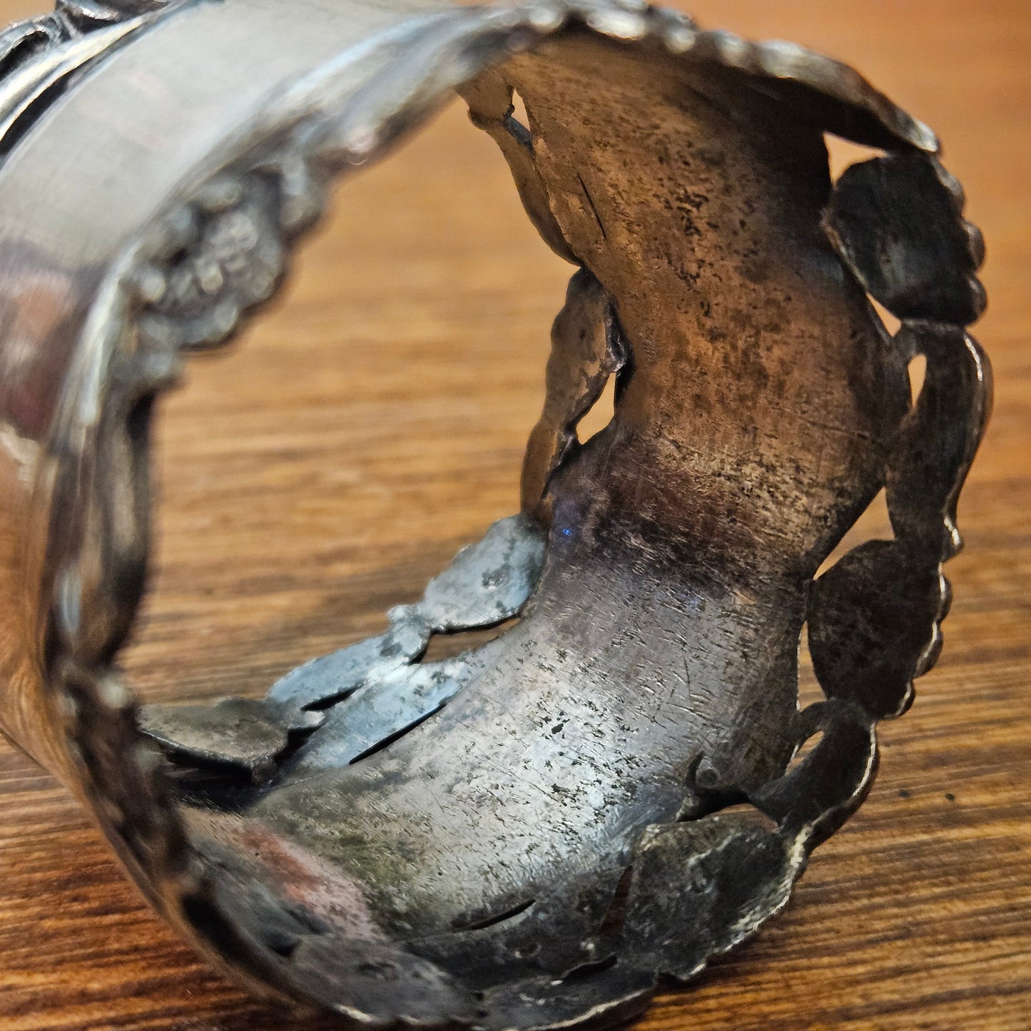 Openwork Floral Silver-Tone Napkin Ring