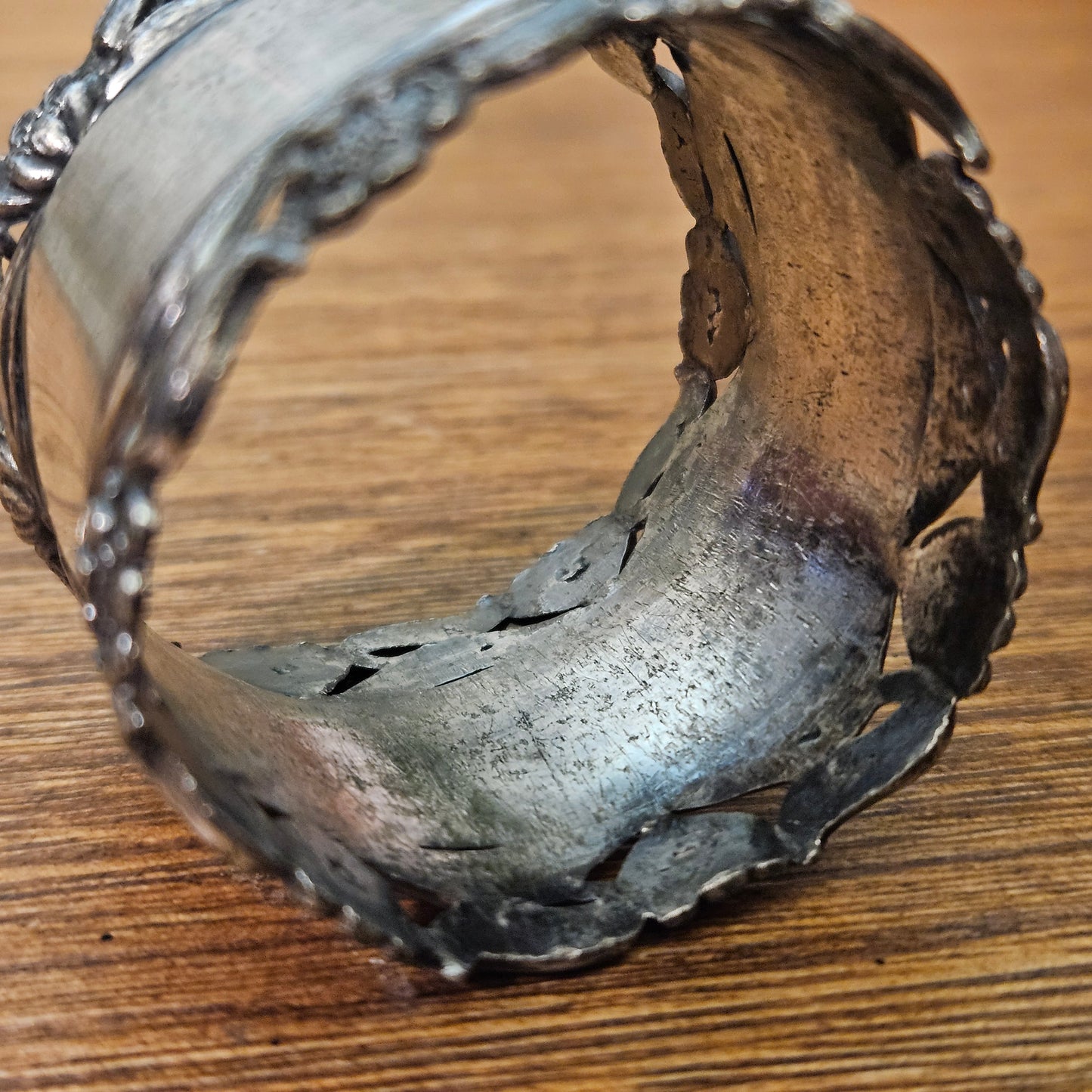 Openwork Floral Silver-Tone Napkin Ring