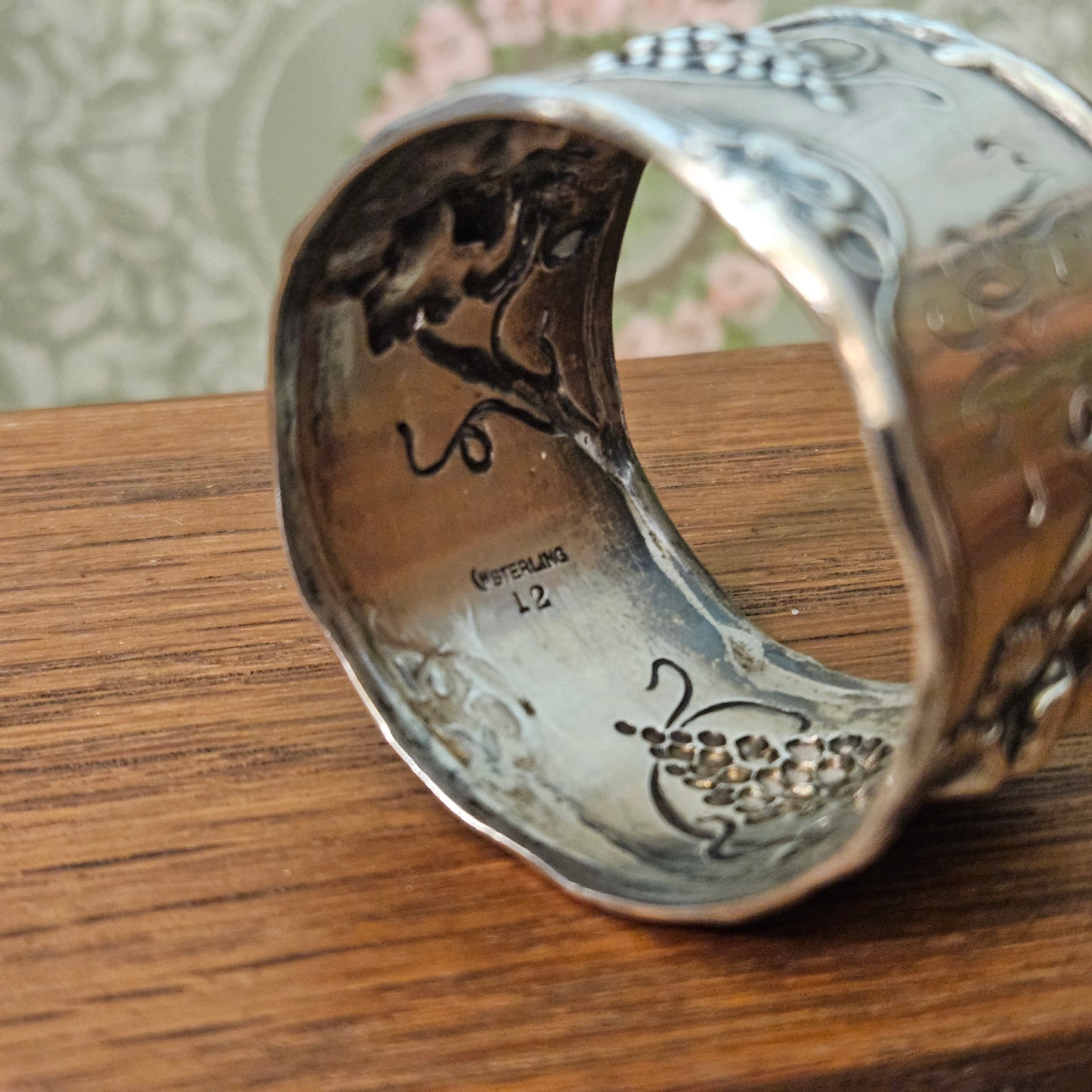 Sterling Silver Grapevine Monogram Napkin Ring