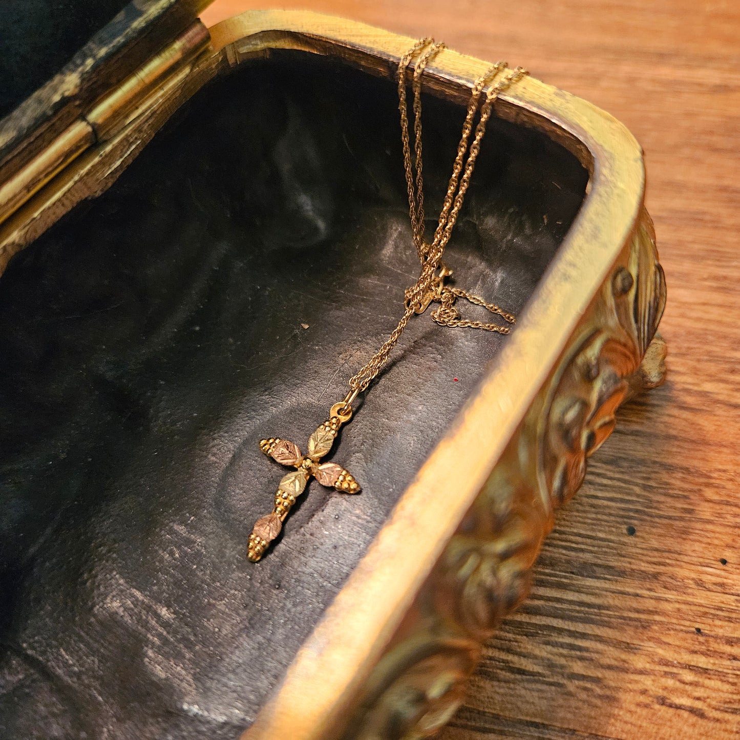 JCO Black Hills Gold 10K Cross on 14K Chain