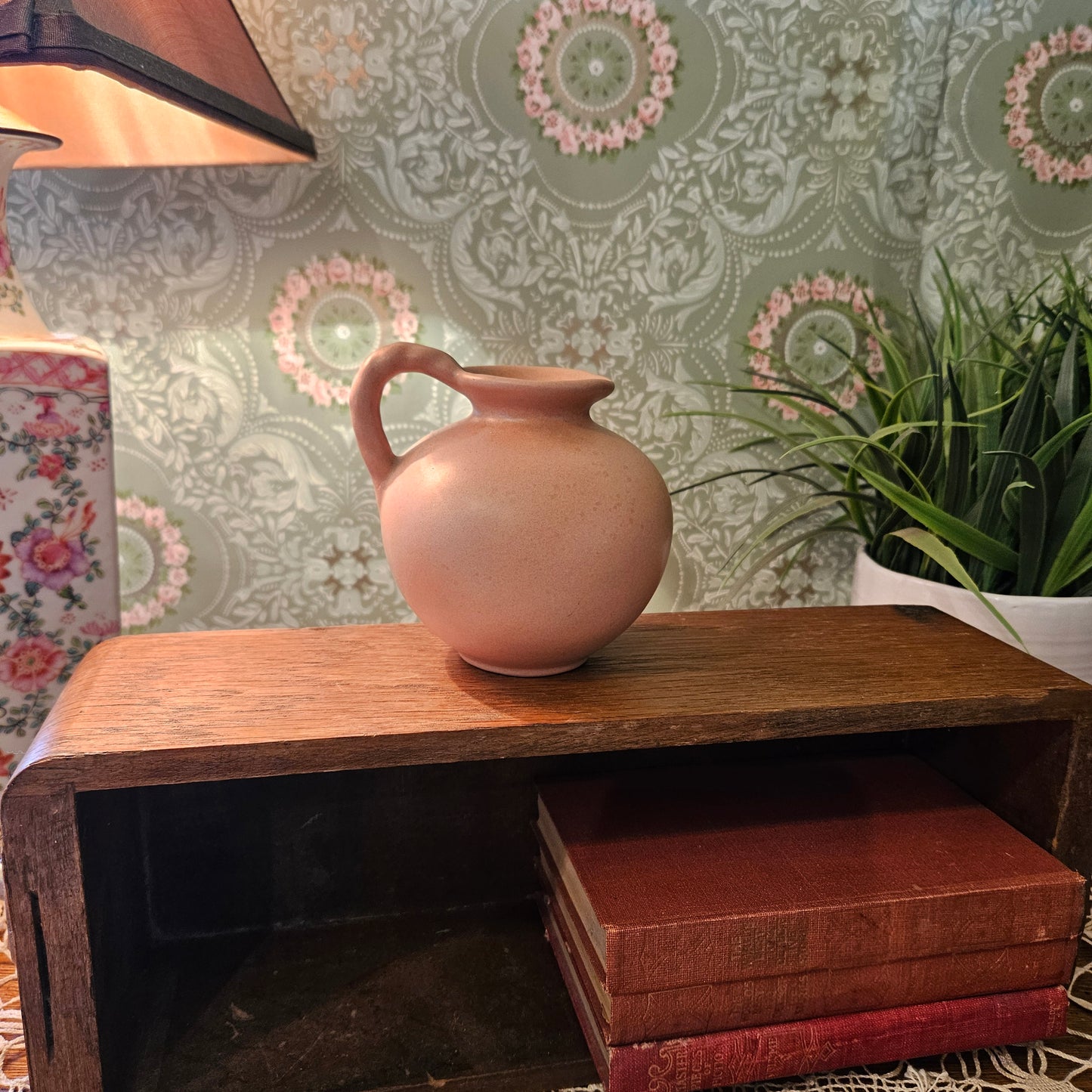 Small Peach Matte Ceramic Ball Pitcher