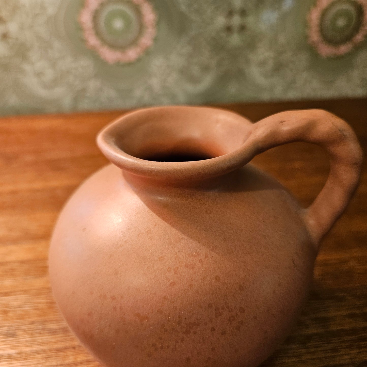 Small Peach Matte Ceramic Ball Pitcher