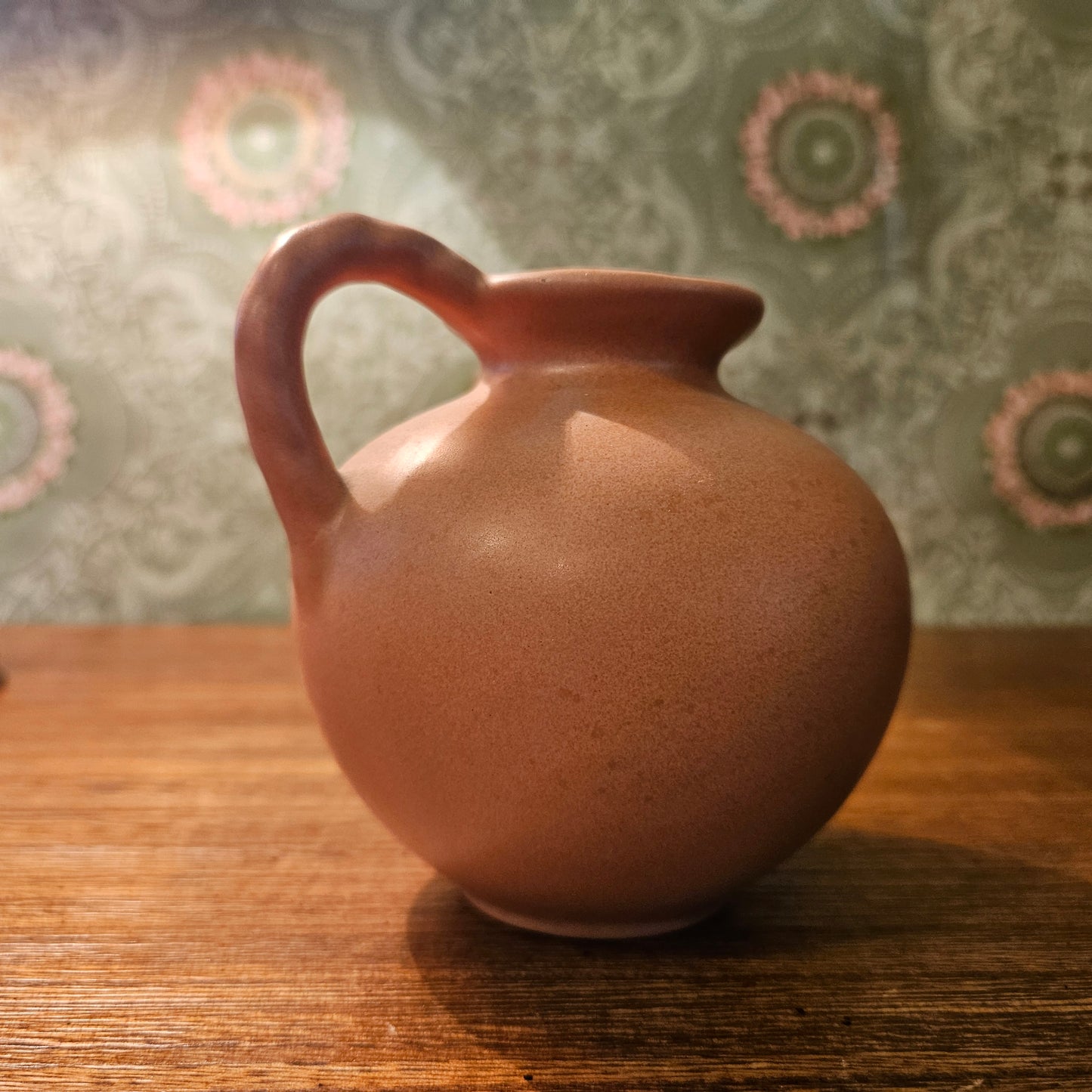 Small Peach Matte Ceramic Ball Pitcher