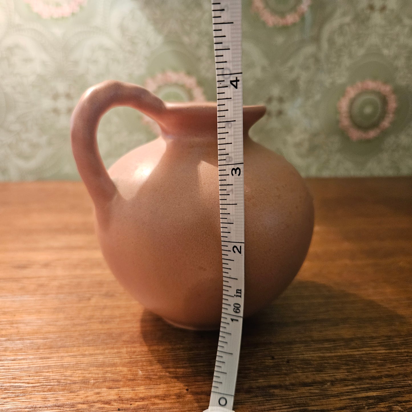 Small Peach Matte Ceramic Ball Pitcher