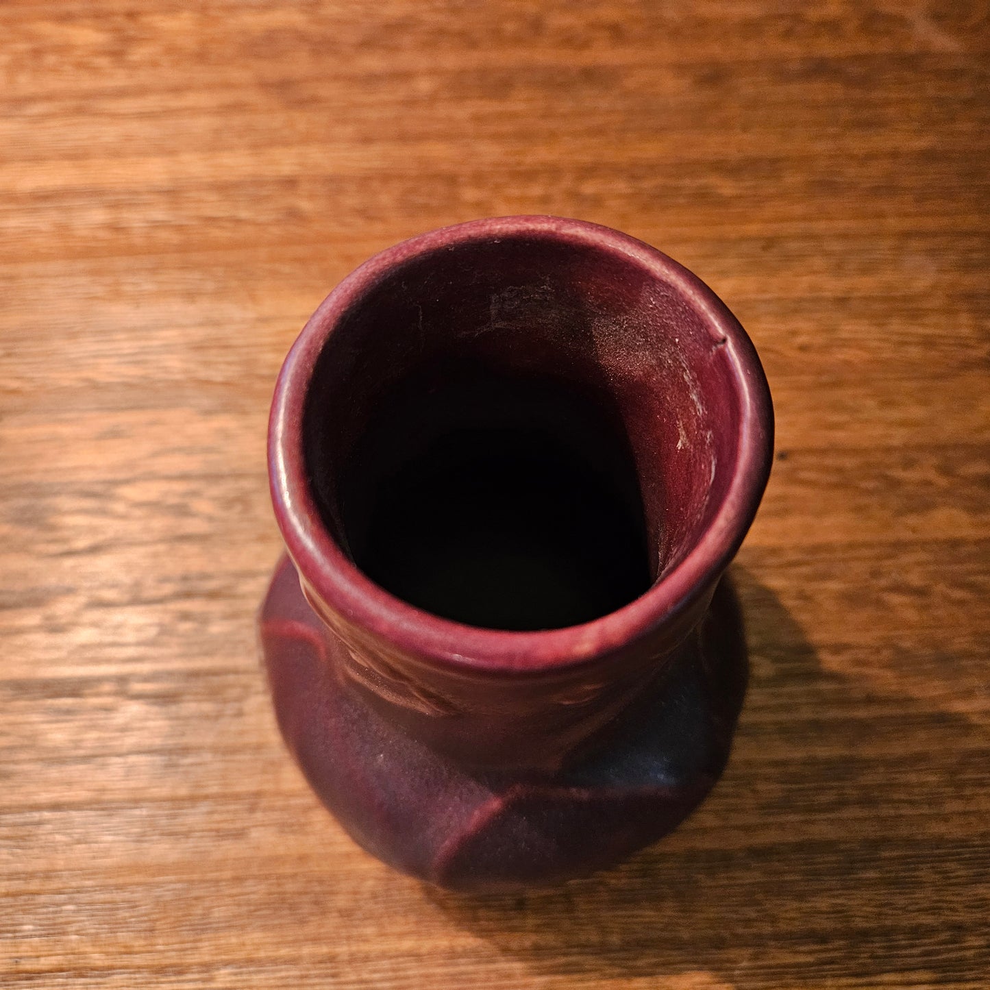 Vintage Plum Matte Ceramic Branch and Berry Vase