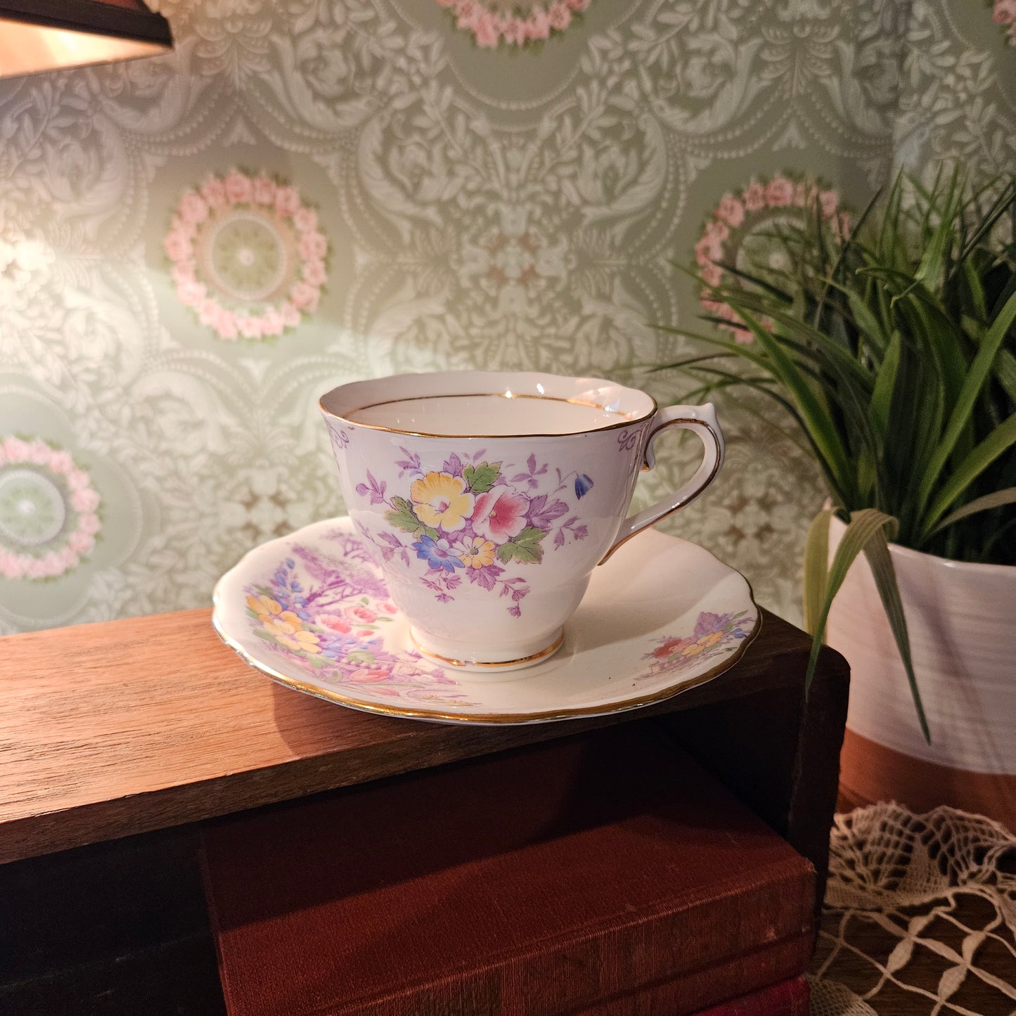 Colclough 5747 Floral Bone China Teacup and Saucer