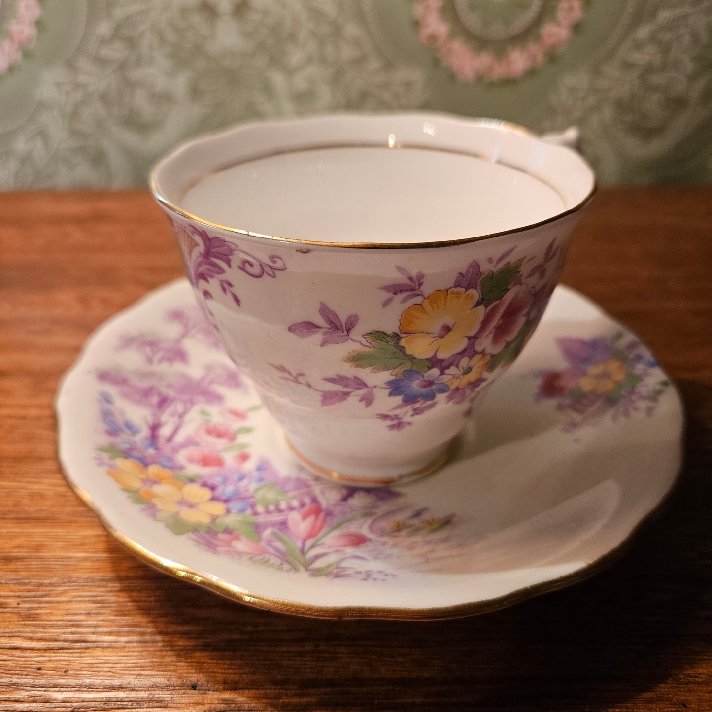 Colclough 5747 Floral Bone China Teacup and Saucer