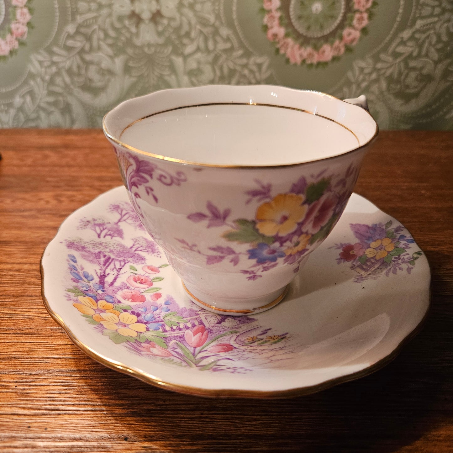 Colclough 5747 Floral Bone China Teacup and Saucer