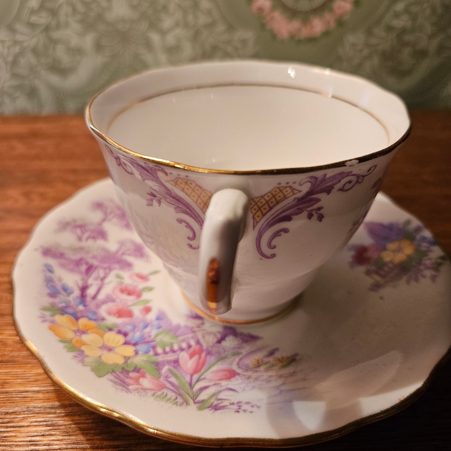 Colclough 5747 Floral Bone China Teacup and Saucer
