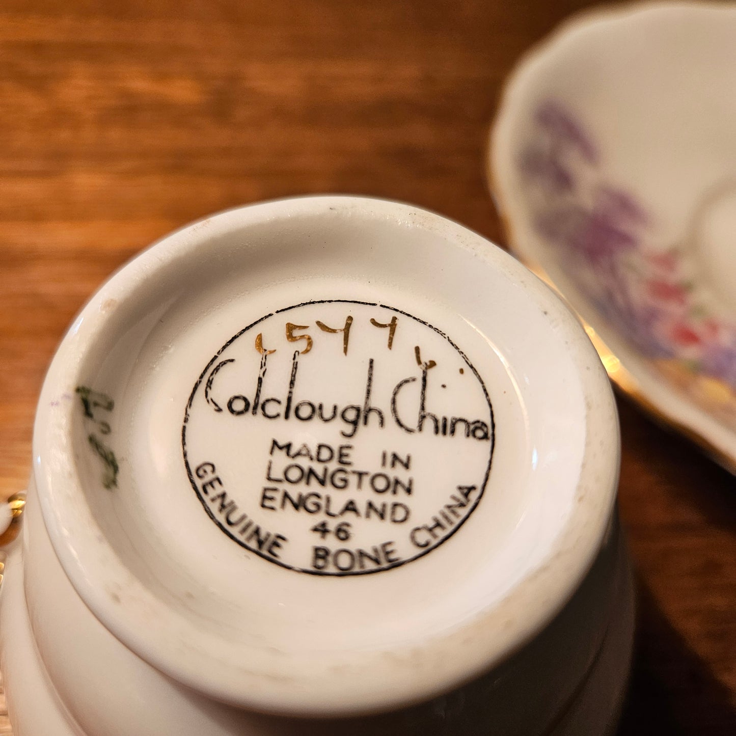 Colclough 5747 Floral Bone China Teacup and Saucer
