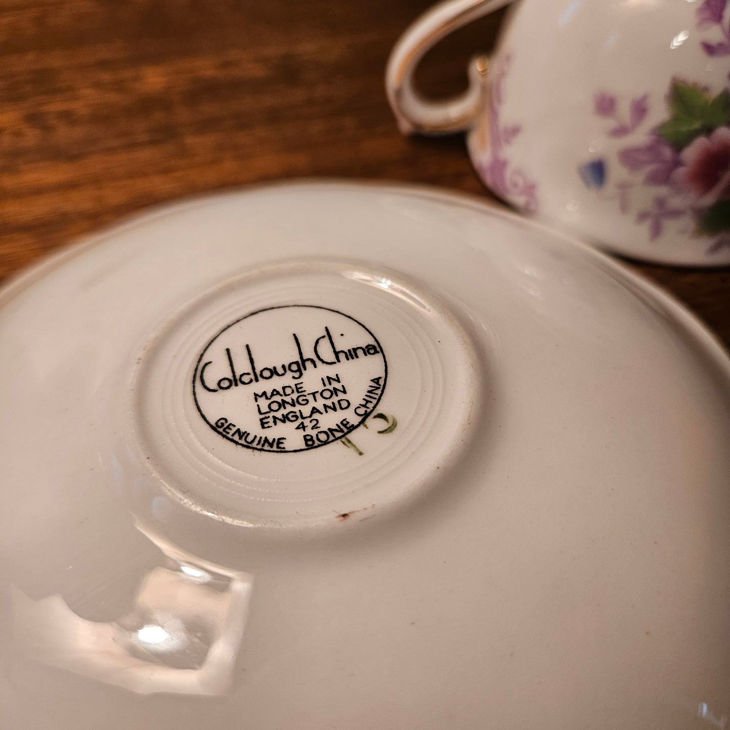 Colclough 5747 Floral Bone China Teacup and Saucer