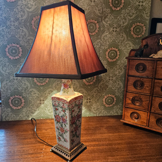 Floral Porcelain Table Lamp with Shade