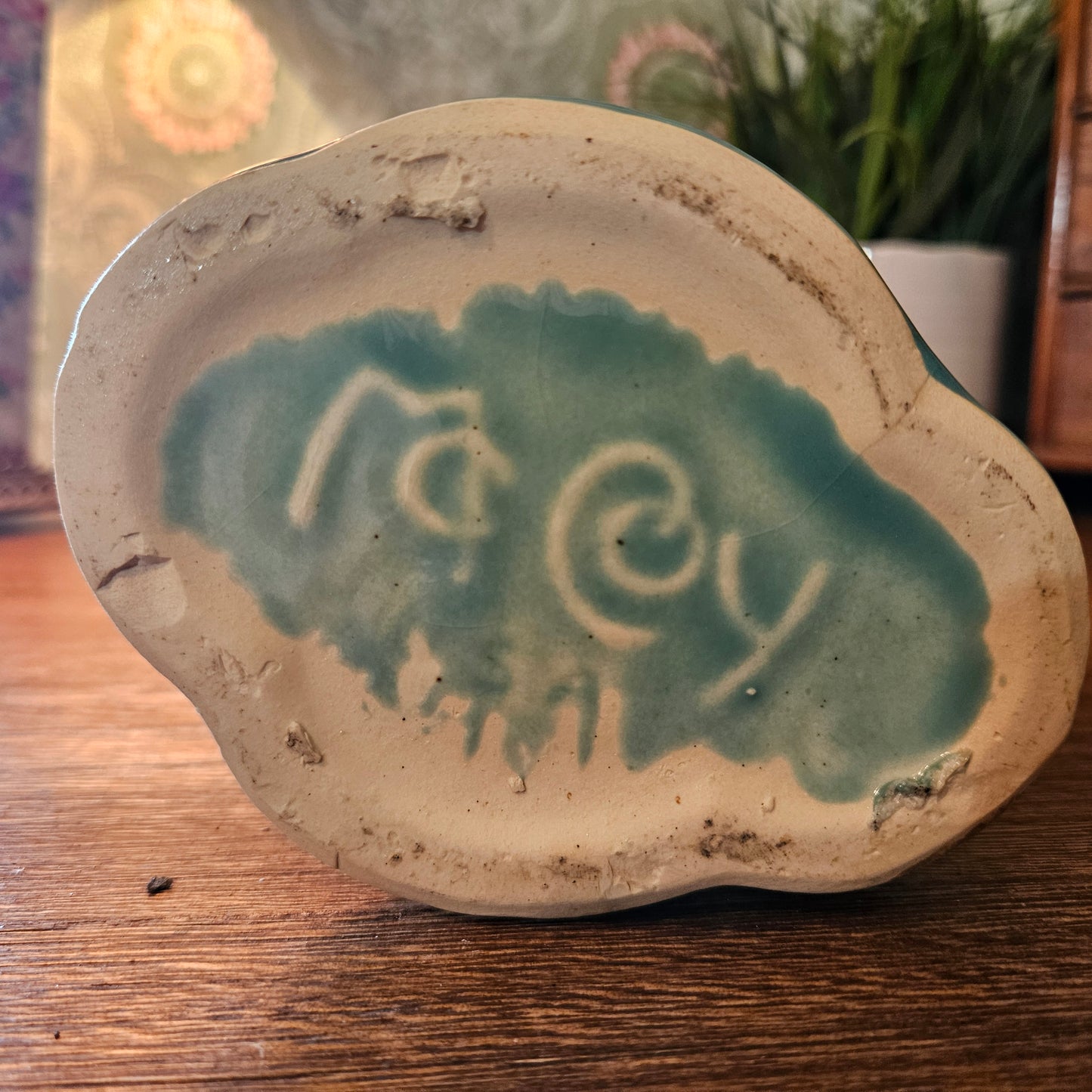 McCoy Turquoise Swan Fan Vase