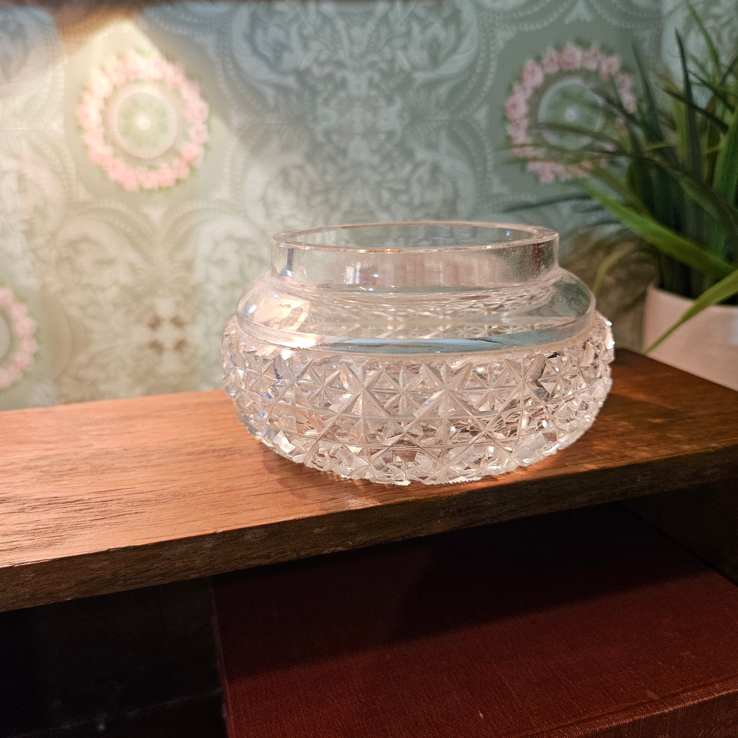Cut Glass Starburst Rose Bowl