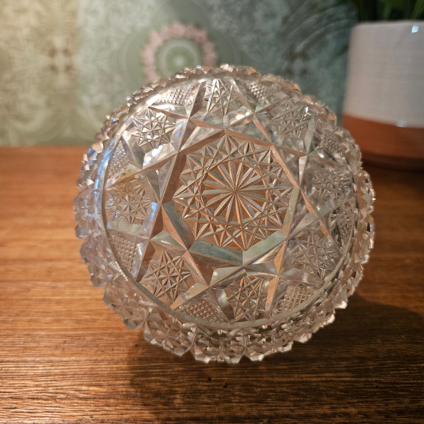 Cut Glass Starburst Rose Bowl
