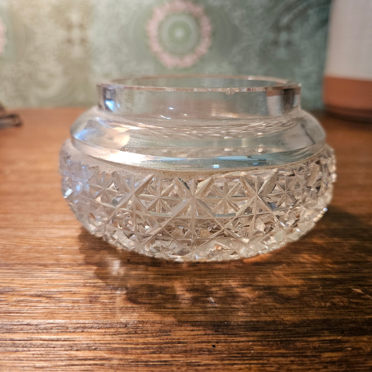 Cut Glass Starburst Rose Bowl