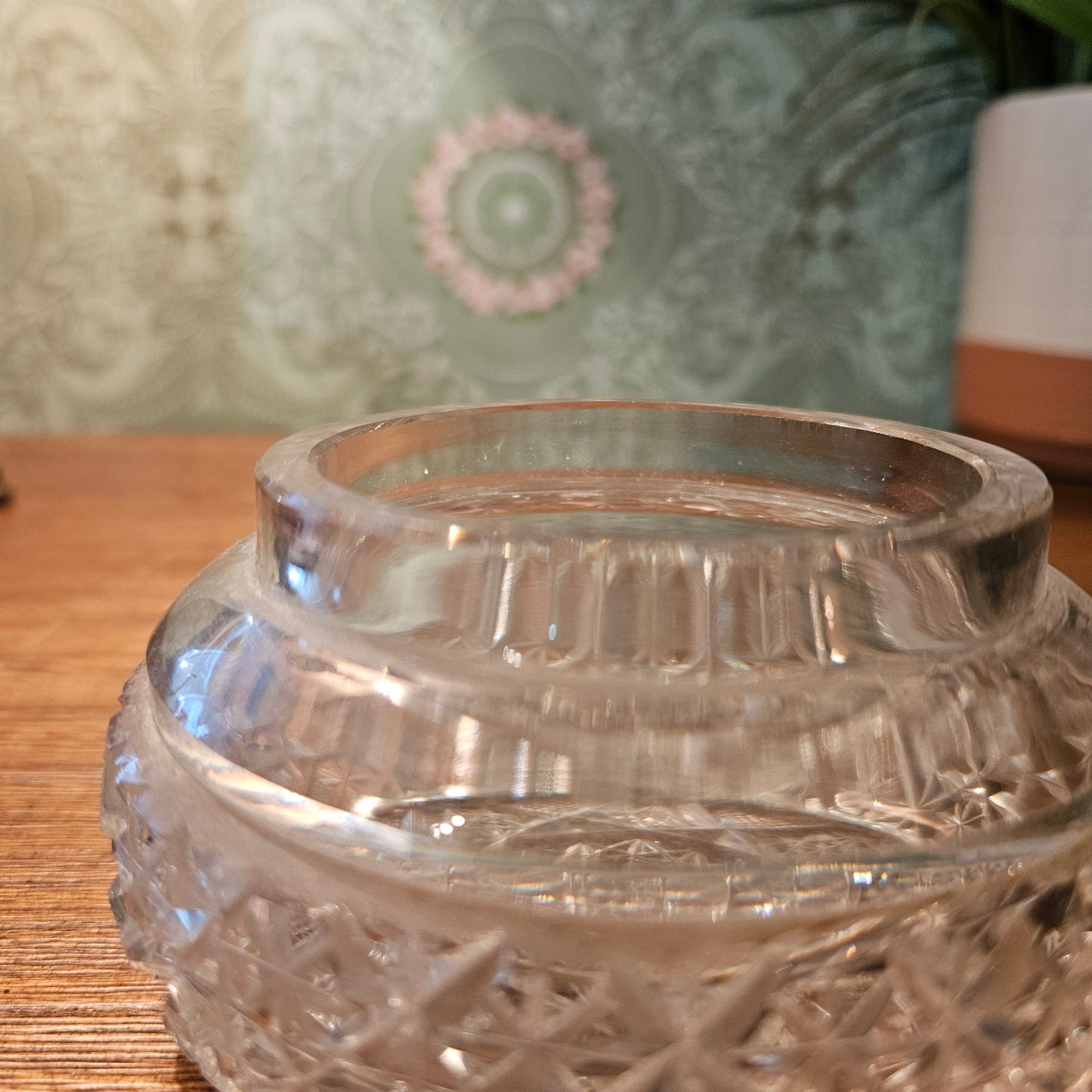 Cut Glass Starburst Rose Bowl