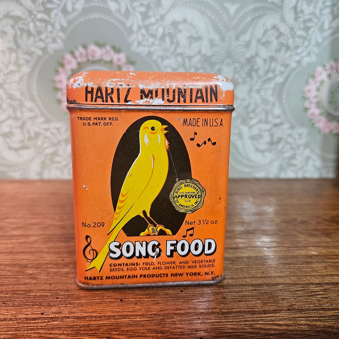 Vintage Hartz Mountain Song Food Canary Tin No. 209