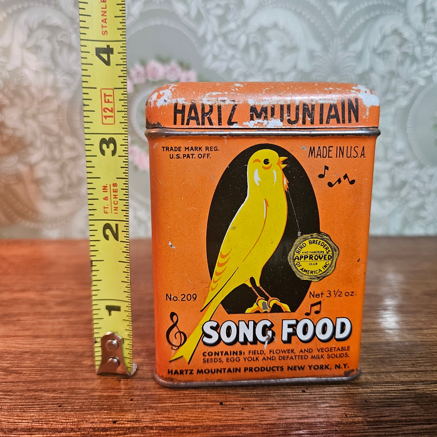 Vintage Hartz Mountain Song Food Canary Tin No. 209