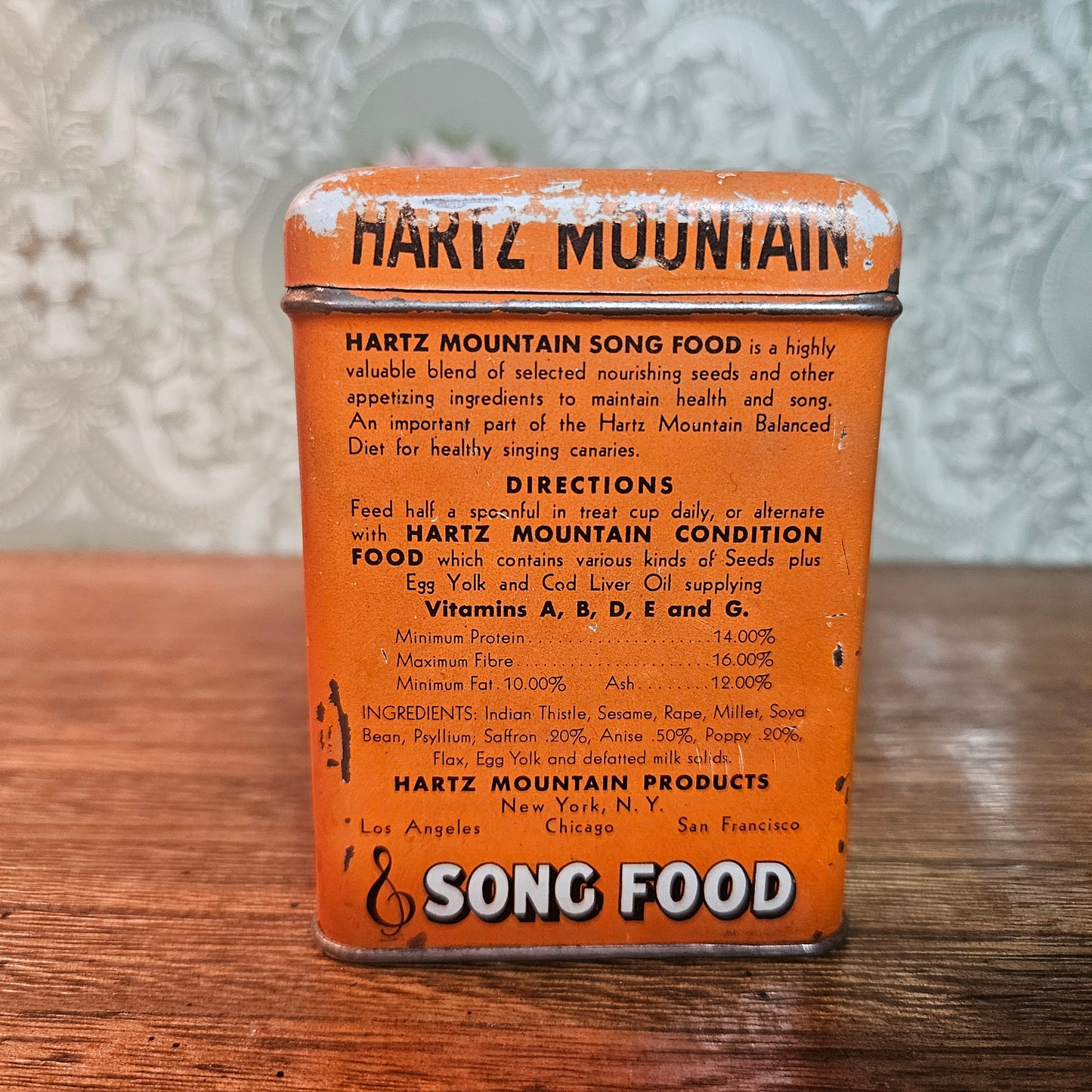 Vintage Hartz Mountain Song Food Canary Tin No. 209
