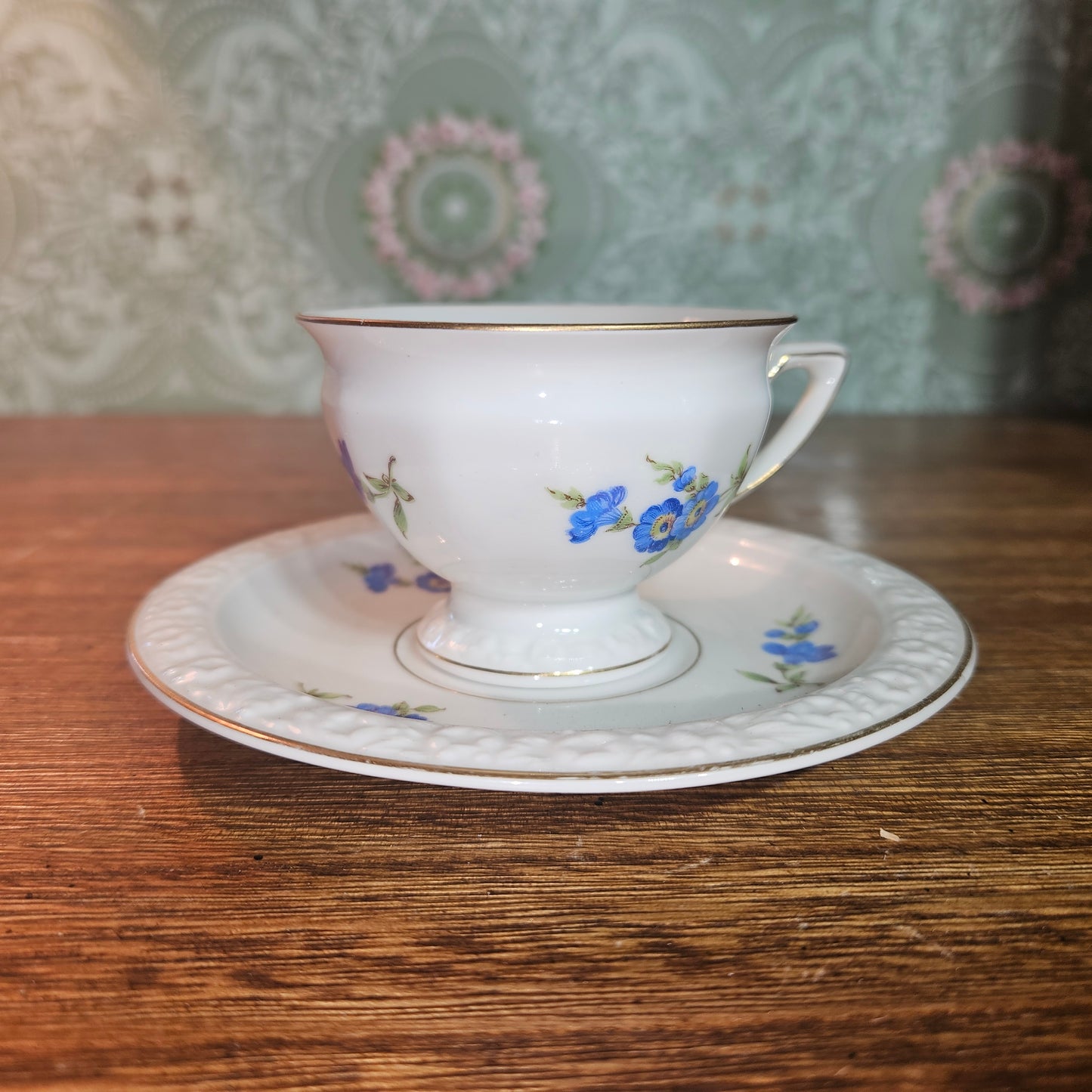 Rosenthal Maria U.S. Zone Blue Floral Teacup and Saucer