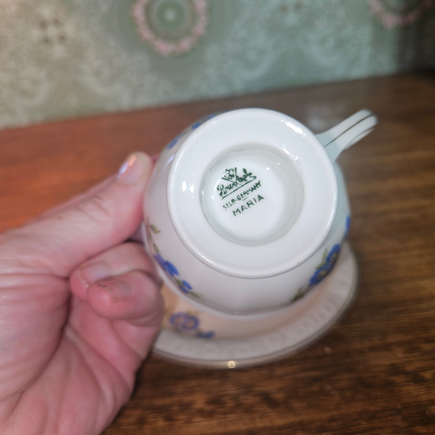 Rosenthal Maria U.S. Zone Blue Floral Teacup and Saucer