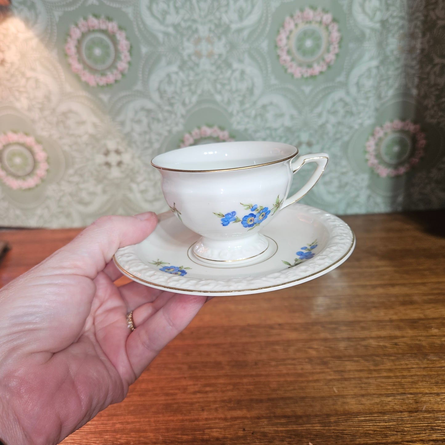Rosenthal Maria U.S. Zone Blue Floral Teacup and Saucer