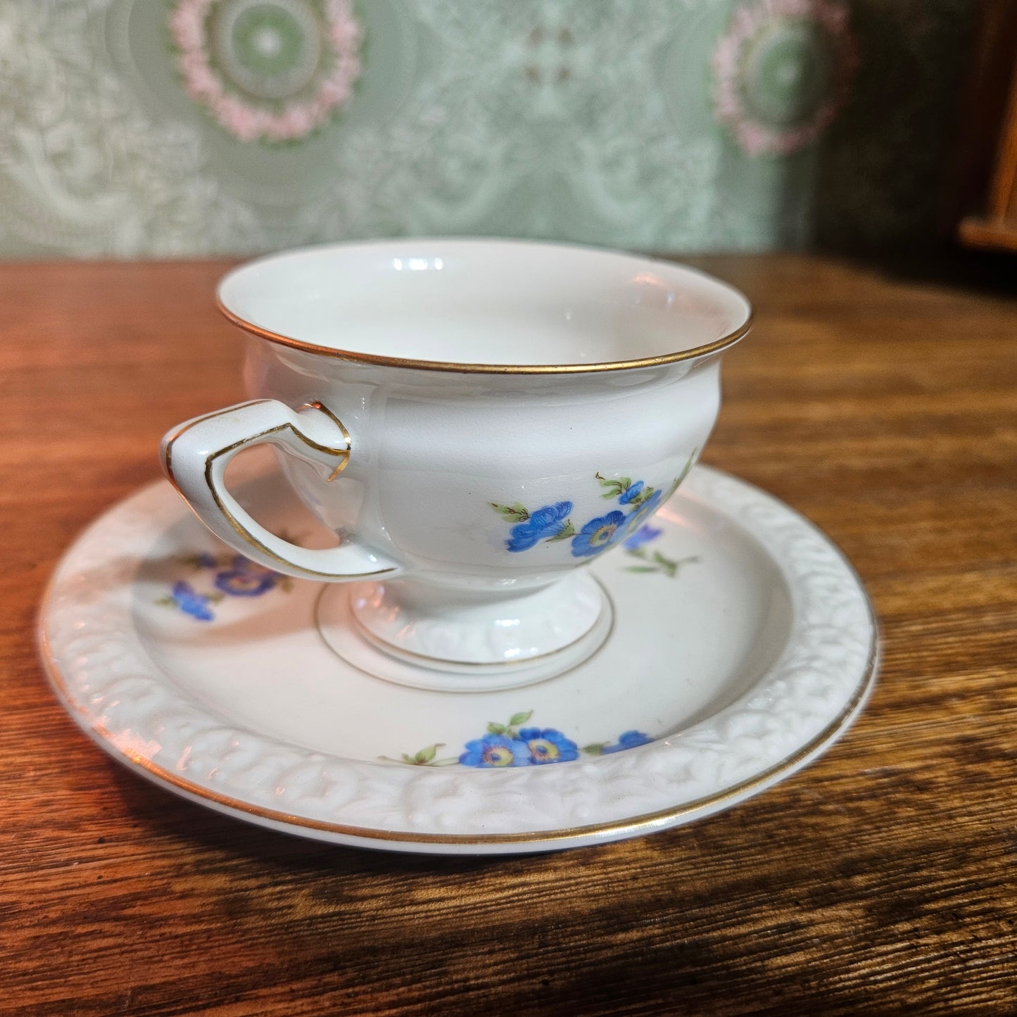 Rosenthal Maria U.S. Zone Blue Floral Teacup and Saucer
