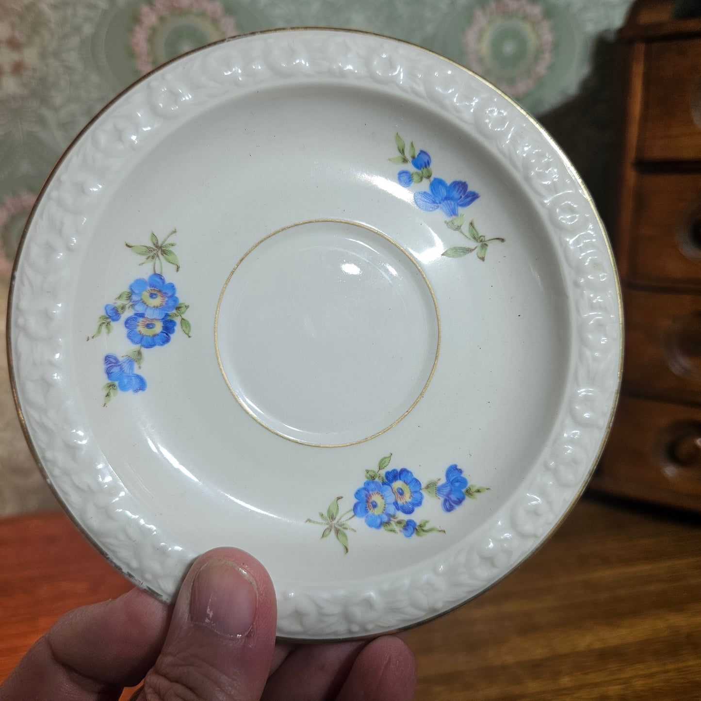 Rosenthal Maria U.S. Zone Blue Floral Teacup and Saucer