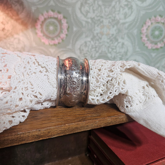 Vintage Embossed Floral Silverplate Napkin Ring