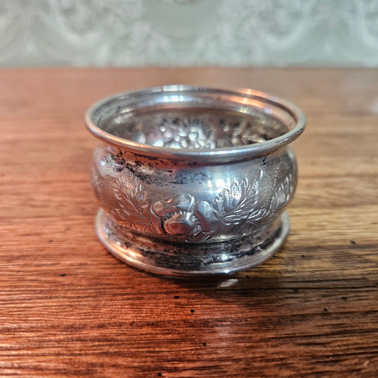 Vintage Embossed Floral Silverplate Napkin Ring