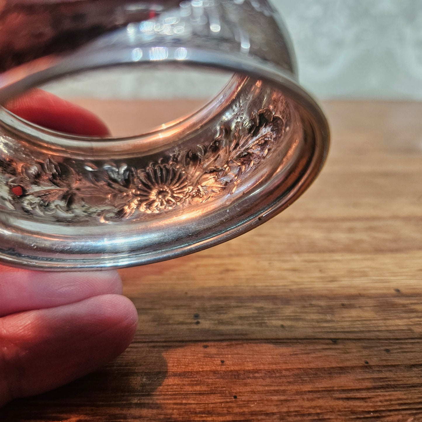 Vintage Embossed Floral Silverplate Napkin Ring