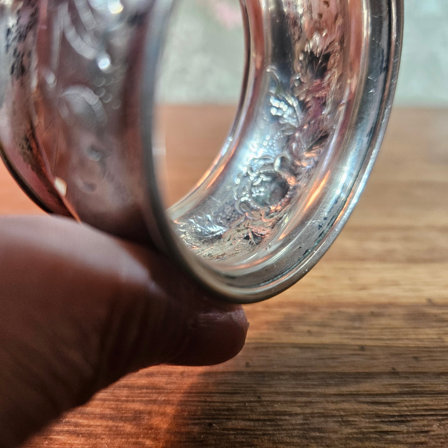 Vintage Embossed Floral Silverplate Napkin Ring