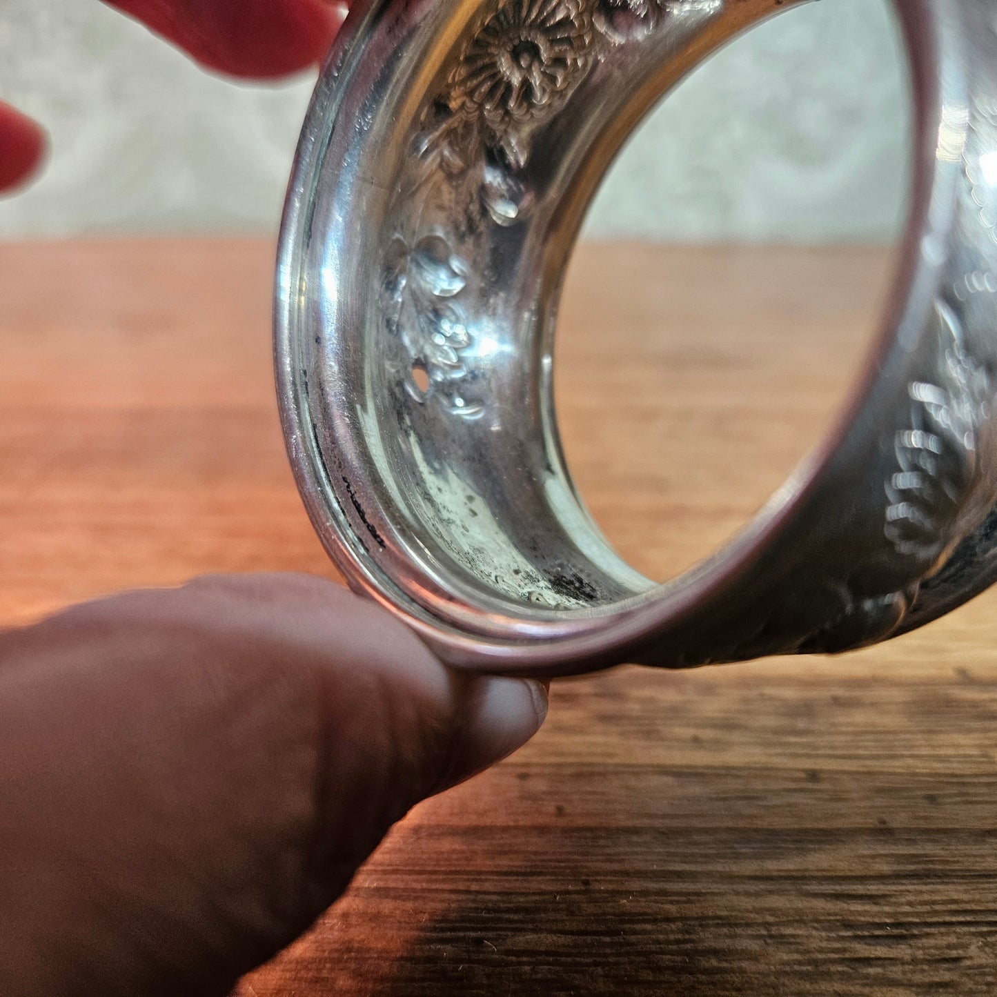 Vintage Embossed Floral Silverplate Napkin Ring