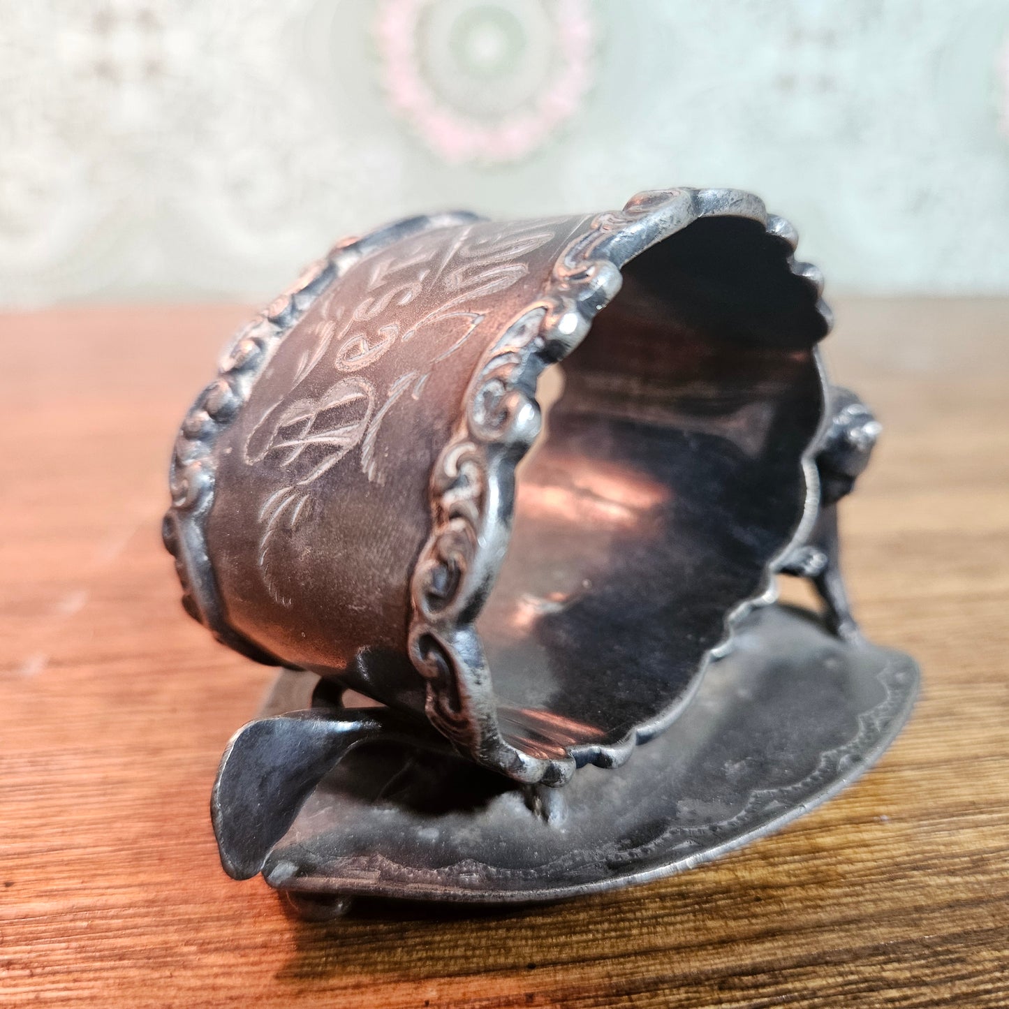 Antique Best Wishes Cherub Figural Napkin Ring