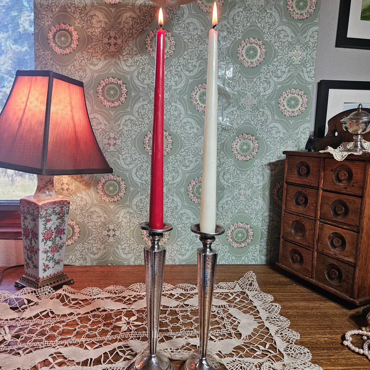 Pair of Vintage Sterling Silver Reinforced Candlesticks