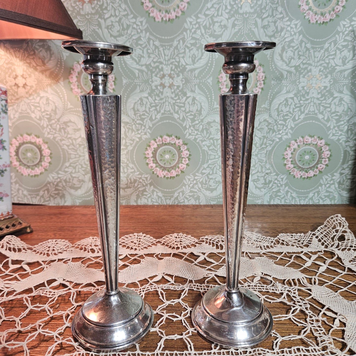 Pair of Vintage Sterling Silver Reinforced Candlesticks