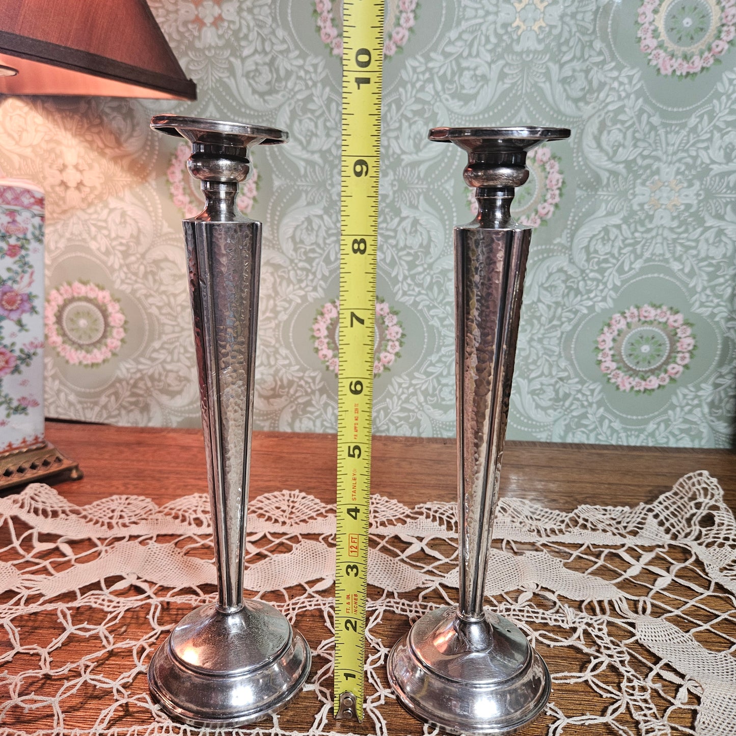 Pair of Vintage Sterling Silver Reinforced Candlesticks