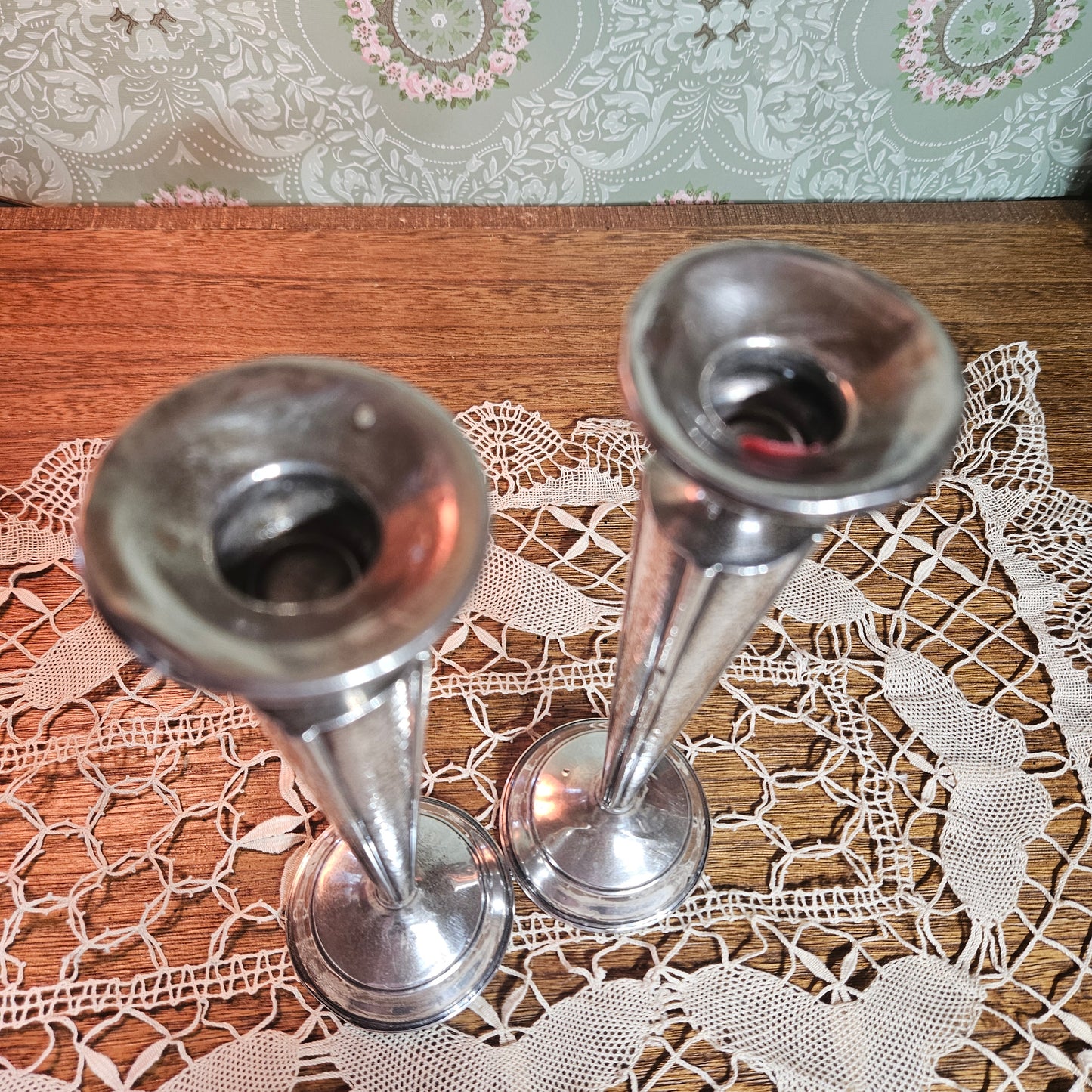 Pair of Vintage Sterling Silver Reinforced Candlesticks