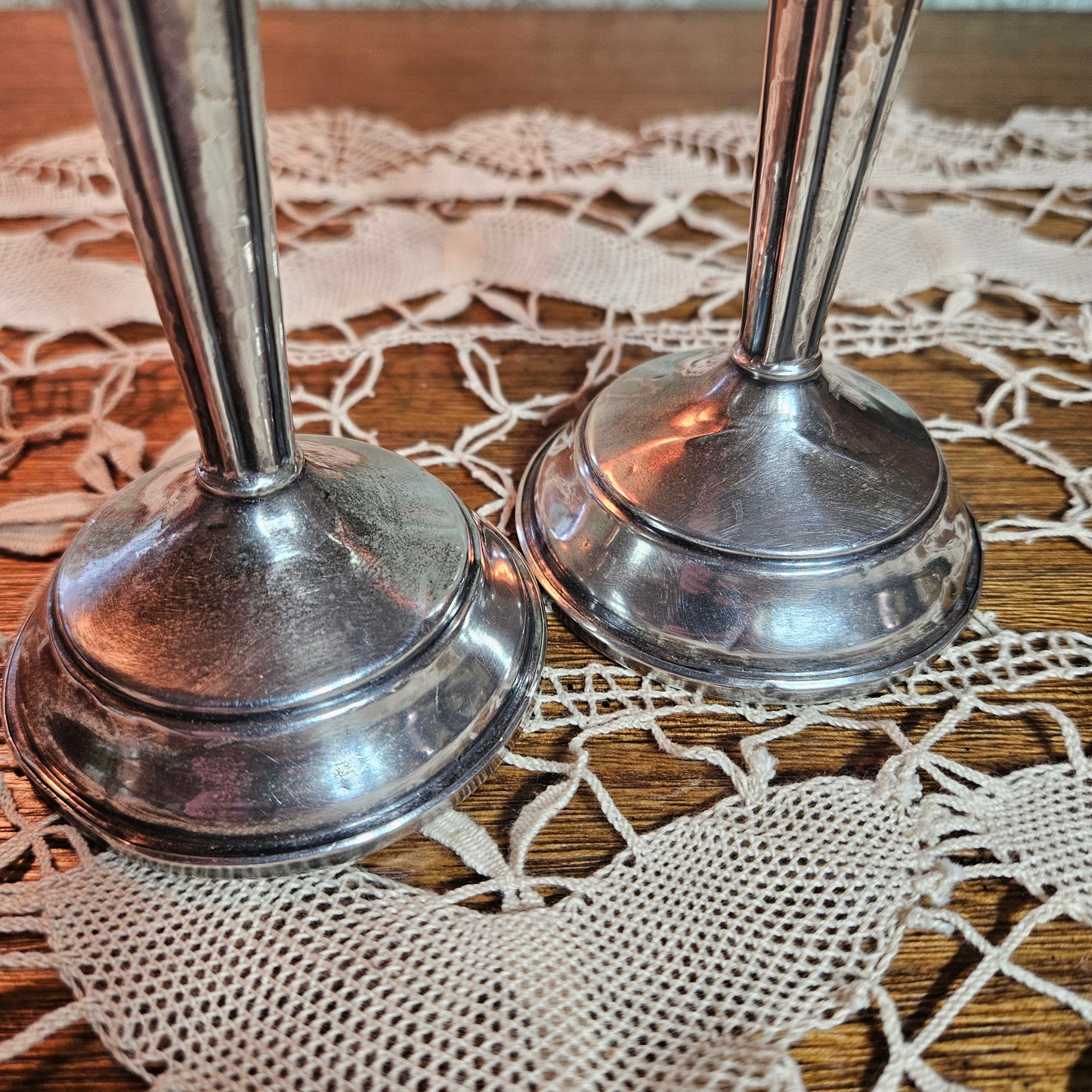 Pair of Vintage Sterling Silver Reinforced Candlesticks