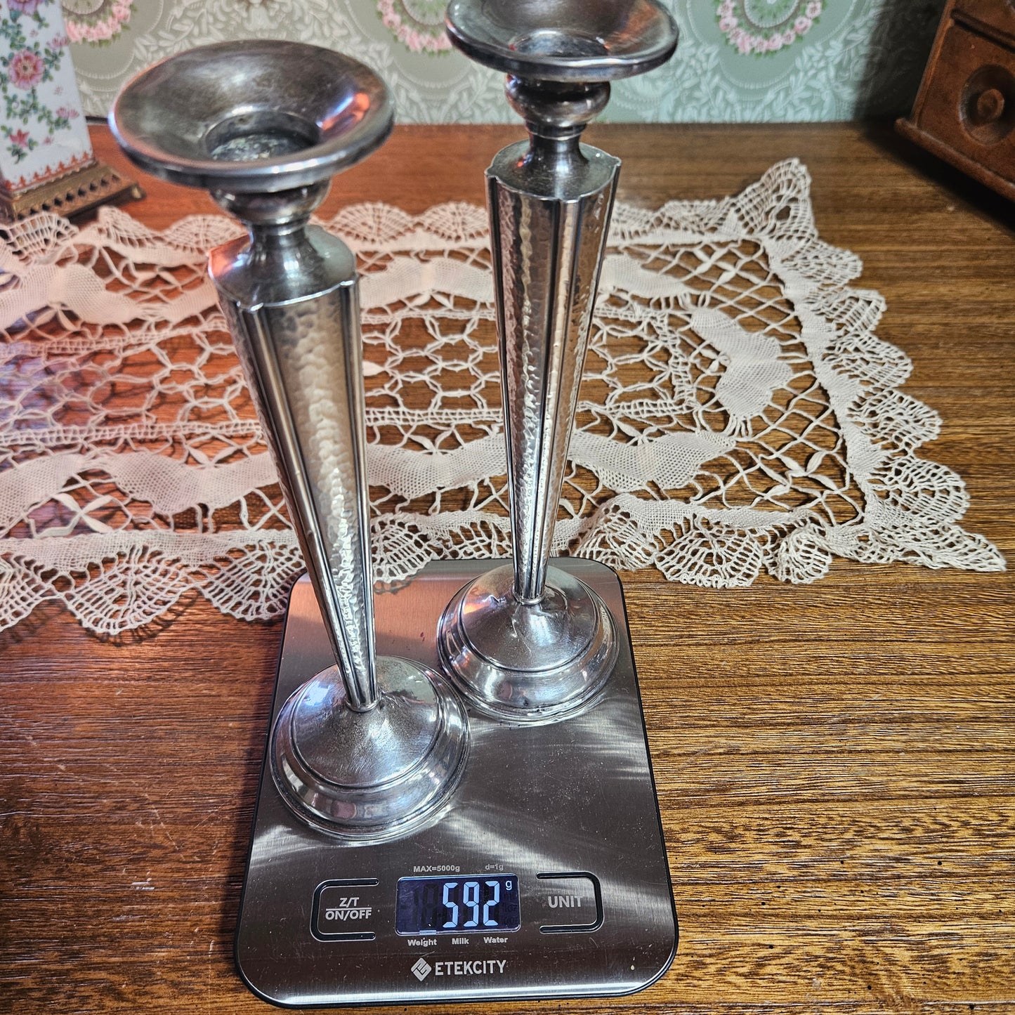 Pair of Vintage Sterling Silver Reinforced Candlesticks