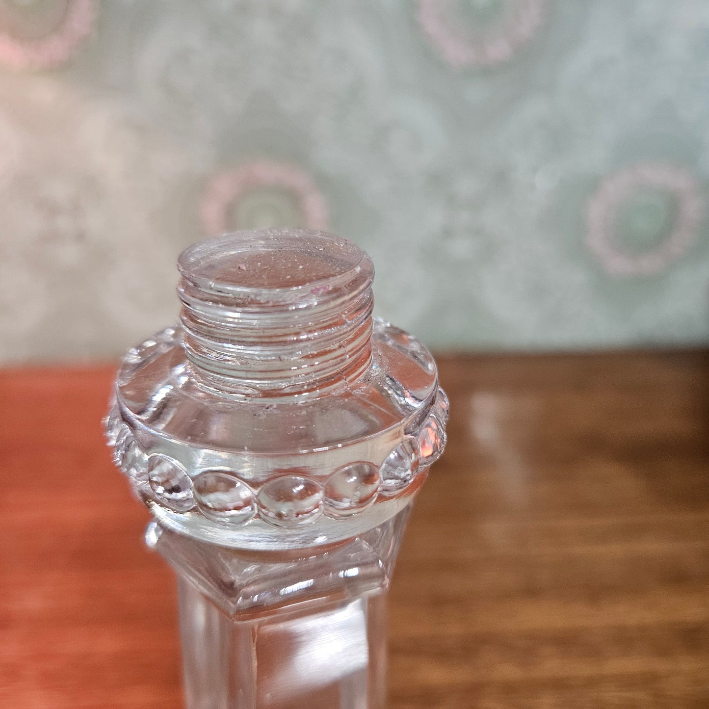 Vintage Clear Pressed Lamp Base with Faceted Foot